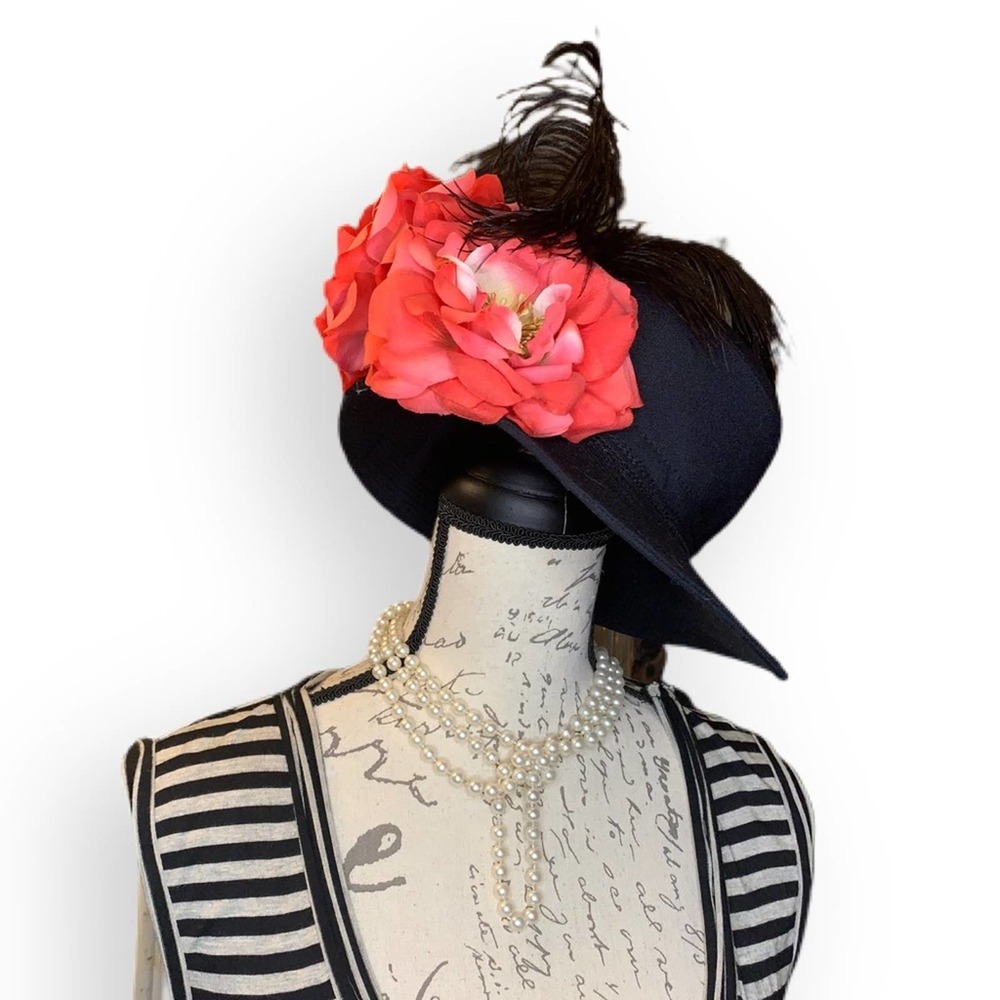 Vintage rose Blossom & feathers Hat